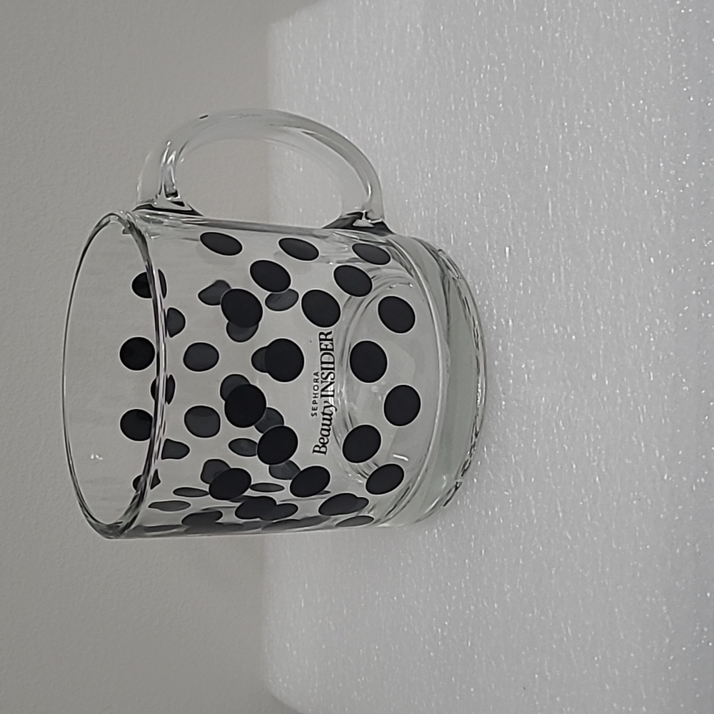 New Sephora Beauty Insider Clear Polka-Dot Glass Mug 8 oz